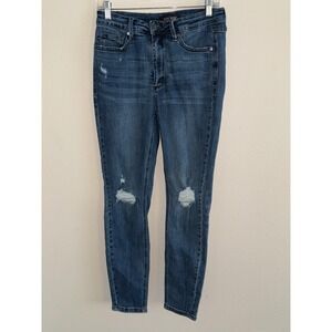 Judy Blue Skinny Fit Distressed High Rise Jeans Dark Wash Blue JB88798 DK 9/29